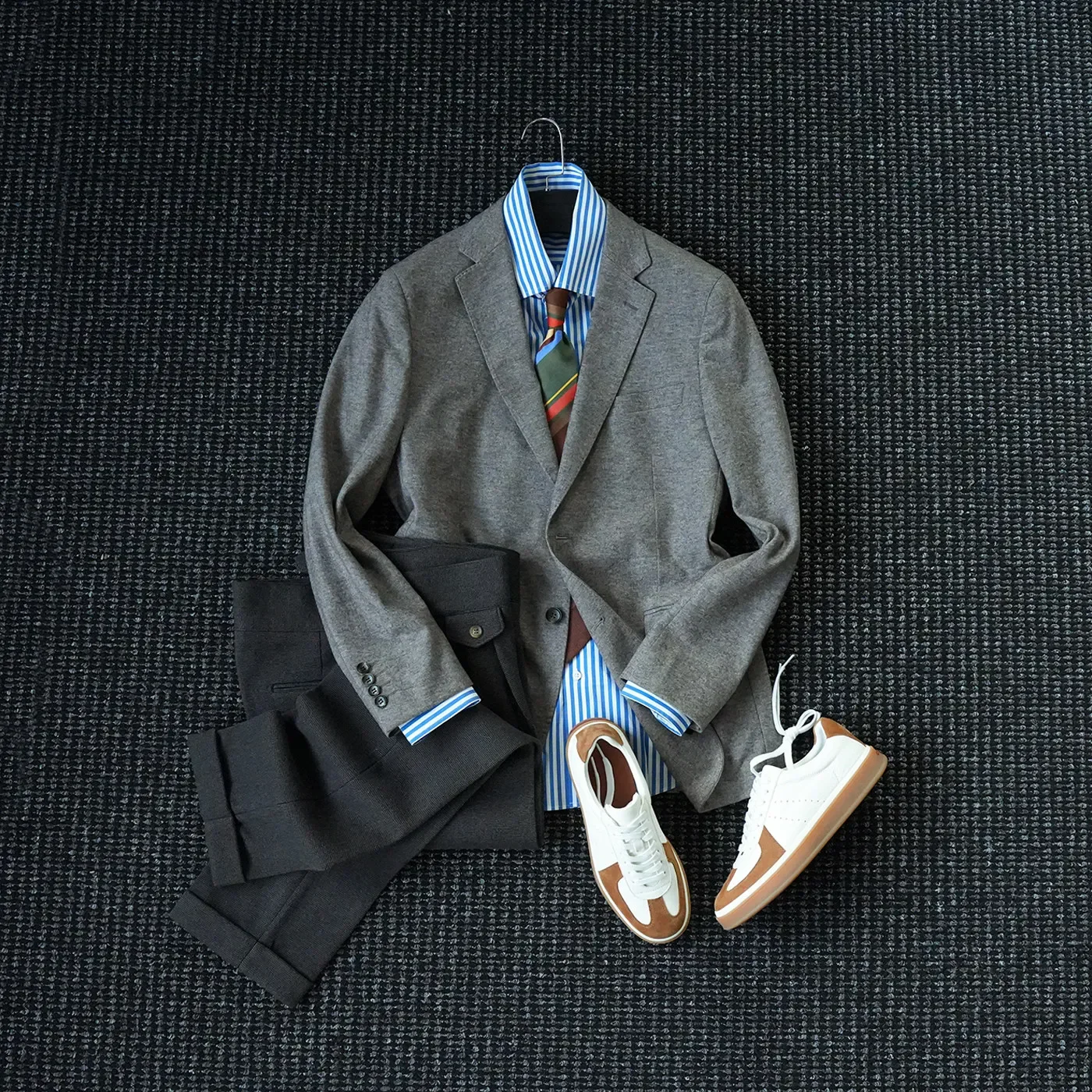 Winter ultra-fine wool blended suit men's fashion ruffian handsome advanced sense upstart old money suit flow