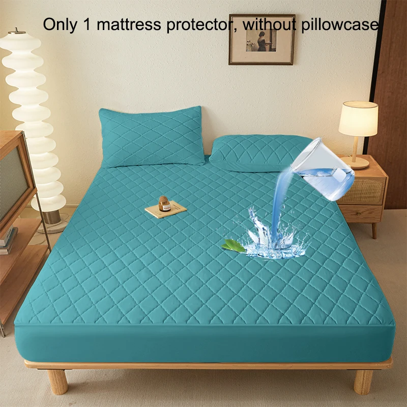 1 غطاء مائل حديث بسيط مقاوم للماء، غطاء سرير أزرق اللون لغرفة النوم والفراش (باستثناء كيس الوسادة)
