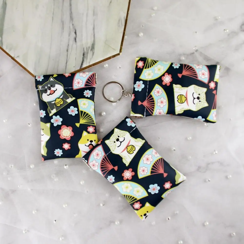 Coin Purse Cartoon Pattern Washable Earphone Storage Pouch Space Saving Mini Jewelry Earphone Storage Pouch