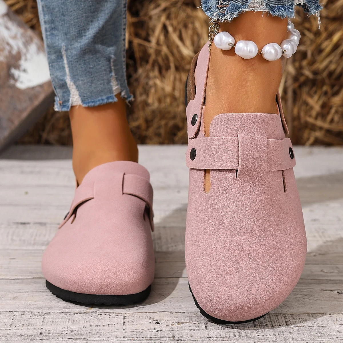 Zapatillas con suela de doble capa para ir al trabajo, informales, con punta redonda, sandalias de mujer, zapatos de mujer de suela plana