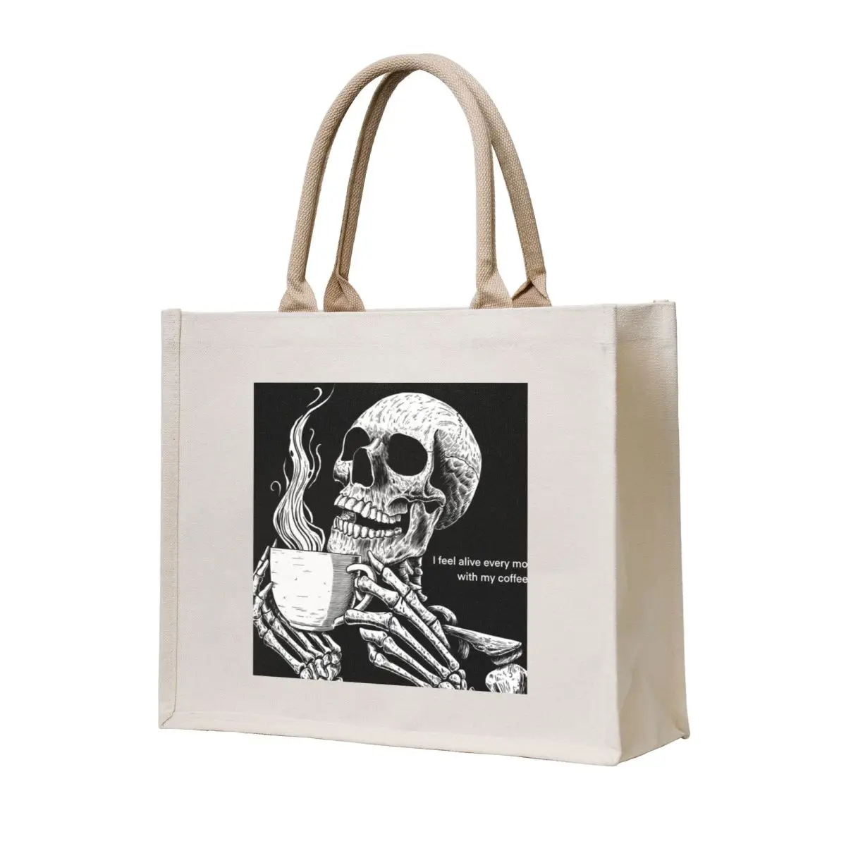 

I feel alive every morning with my coffee Tote Bag Shopper handbag shopper bag women canvas cute tote bag