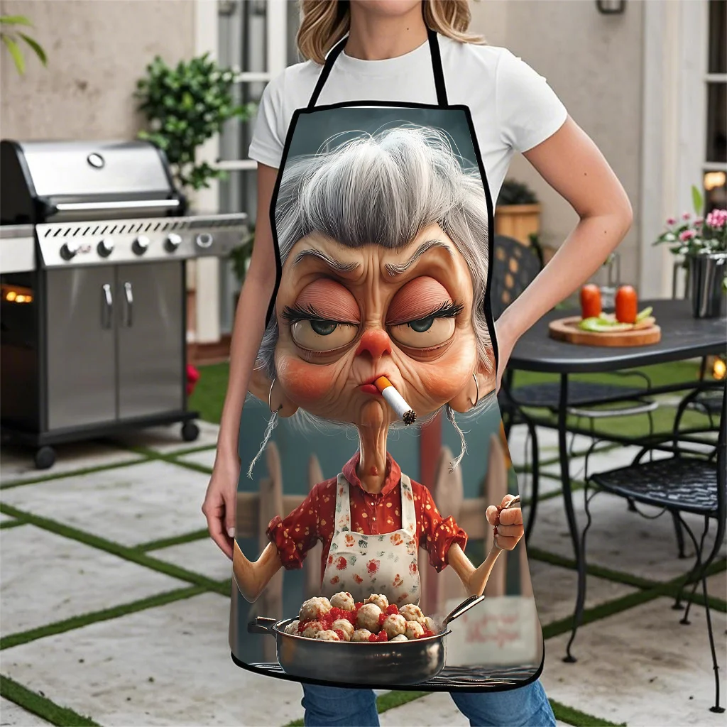 Chic Humorous Grandma Design Apron Polyester Durable Aprons Use Both Men Women Home Kitchen