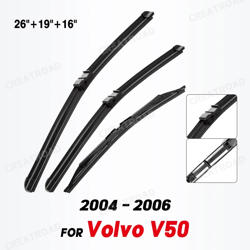 Wiper LHD Front & Rear Wiper Blades Set For Volvo V50 2004 - 2006 Windshield Windscreen Window Rain Brushes 26\