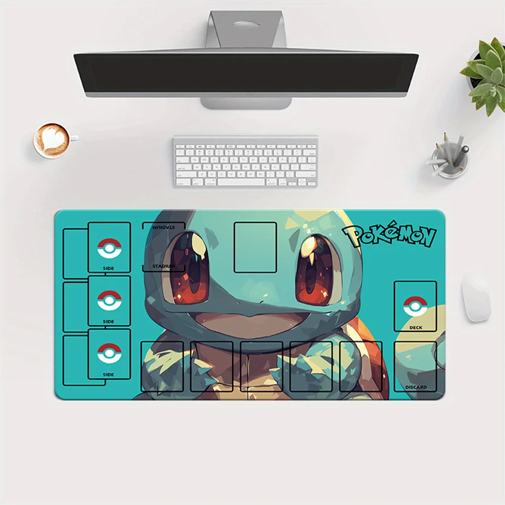 Pokemon Squirtle Art TCG Playmat with Zones Non-slip Card Game Mat Gaming Mouse Pad Desk Mat