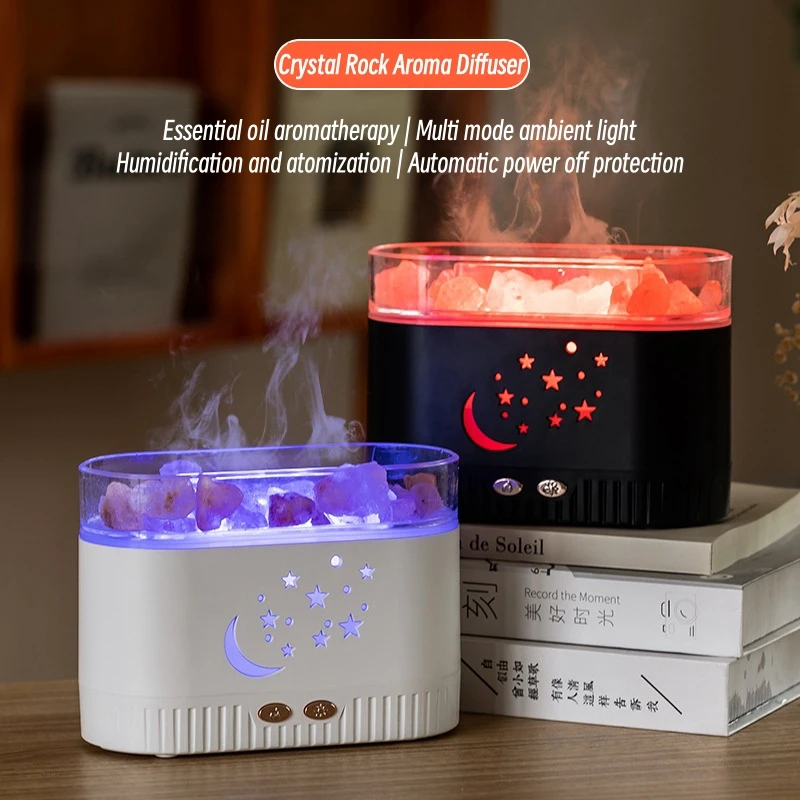 

Crystal Stone Aroma Diffuser 200ml Air Humidifier Ultrasonic Mist Maker Fogger Led Essential Oil Flame Lamp Difusor for Bedroom