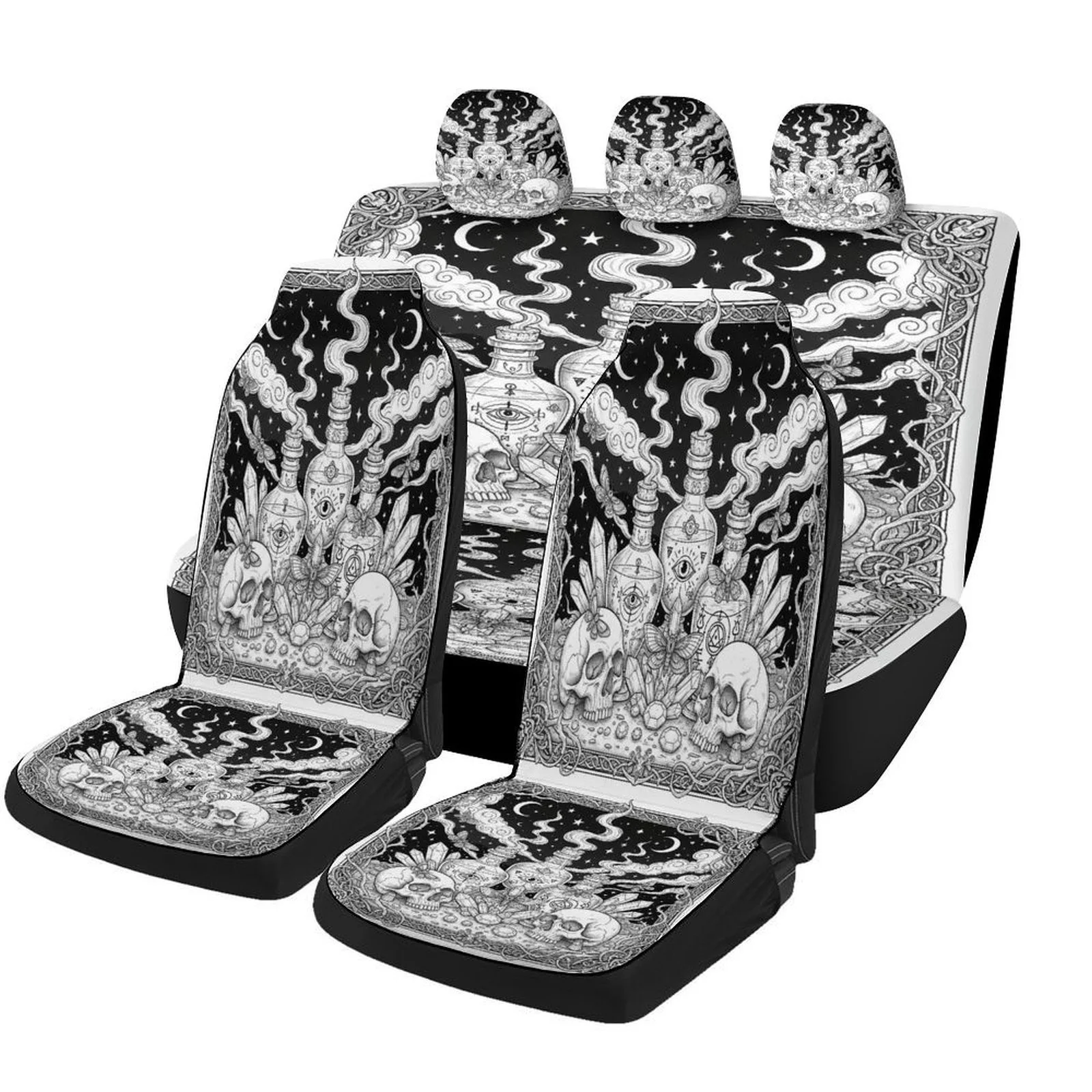 Mystic Alchemy Designed Car Seat Covers Set For Most Cars, Trendy Breathable Decorative Car Seat Protector Covers Full Set, Car