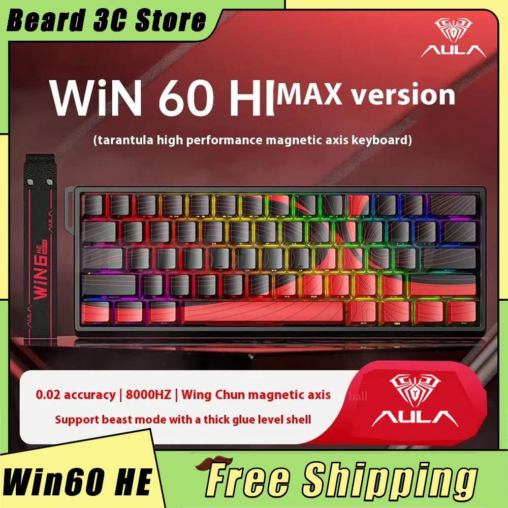 AULA Win60 Win68 HE Magnetic Switch Mechanical Keyboard 8000Hz Polling Rate RT0.02 SOCD Wired Keyboard For Valorant Gamer Custom