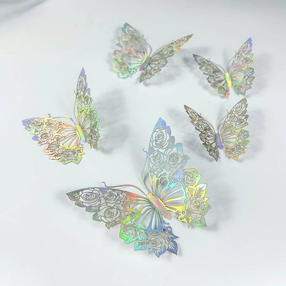 12pcs Gold Colorful Hollow Butterflies Wall Stickers for Door Windows Wedding Decoration Kid Room Home Decor Accessories Bedroom