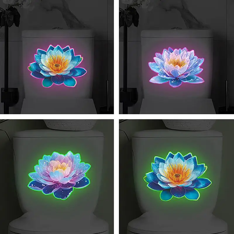 Glow In The Dark Toilet Sticker Waterproof Self Adhesive Removable Wall Decor For Nighttime Bathroom Use