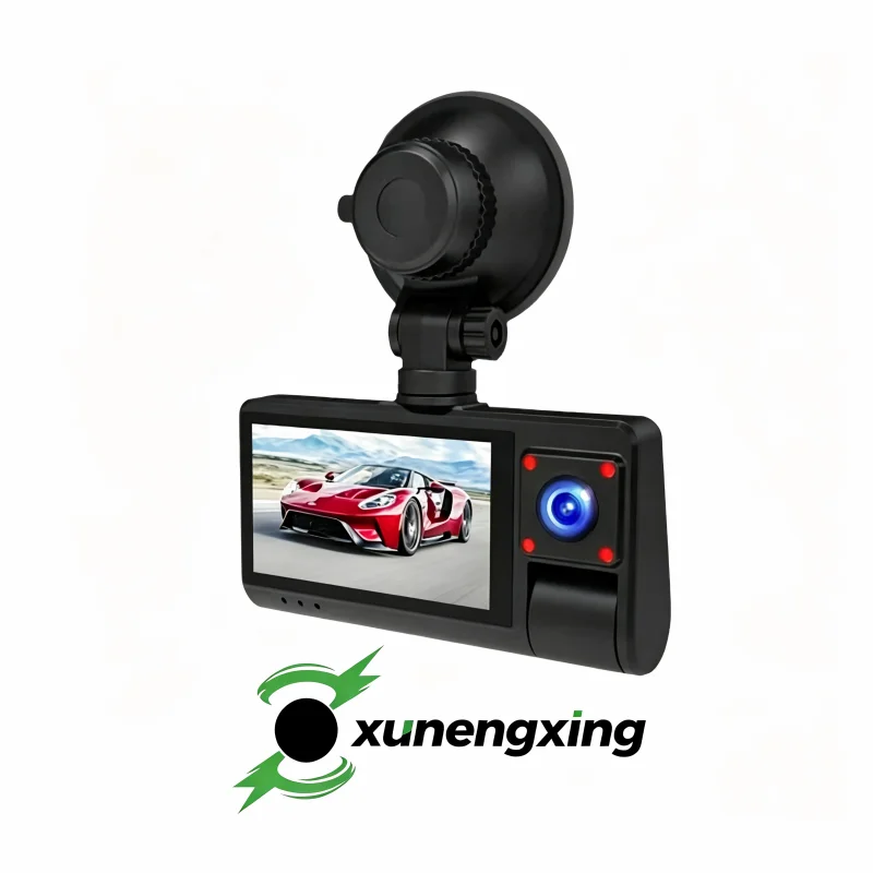 3 Channel WiFi Dash Cam 1080p HD Driving Recorder with Backup Camera Night Vision Loop Recording Motion Detection 3 Inch Car DVR