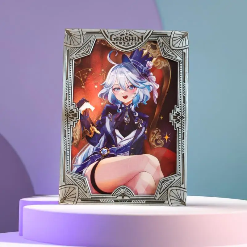 Mika Genshin Impact Metal Frame Card Anime Characters Nahida Eula Lawrence Collection Card Board Game Christmas Birthday Gift