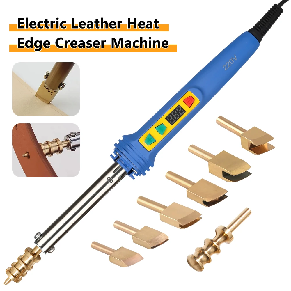 Electric Leather Heat Edge Creaser Machine Electric Soldering Iron Brass Head for Leather Craft DIY Creasing and Seal Polishing