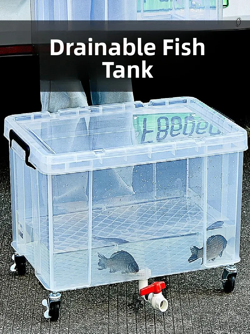 屋外用プラスチック製魚槽、家畜輸送ボックス、酸素供給装置付き車載魚バケツ、透明シーフード加工後用ボックス