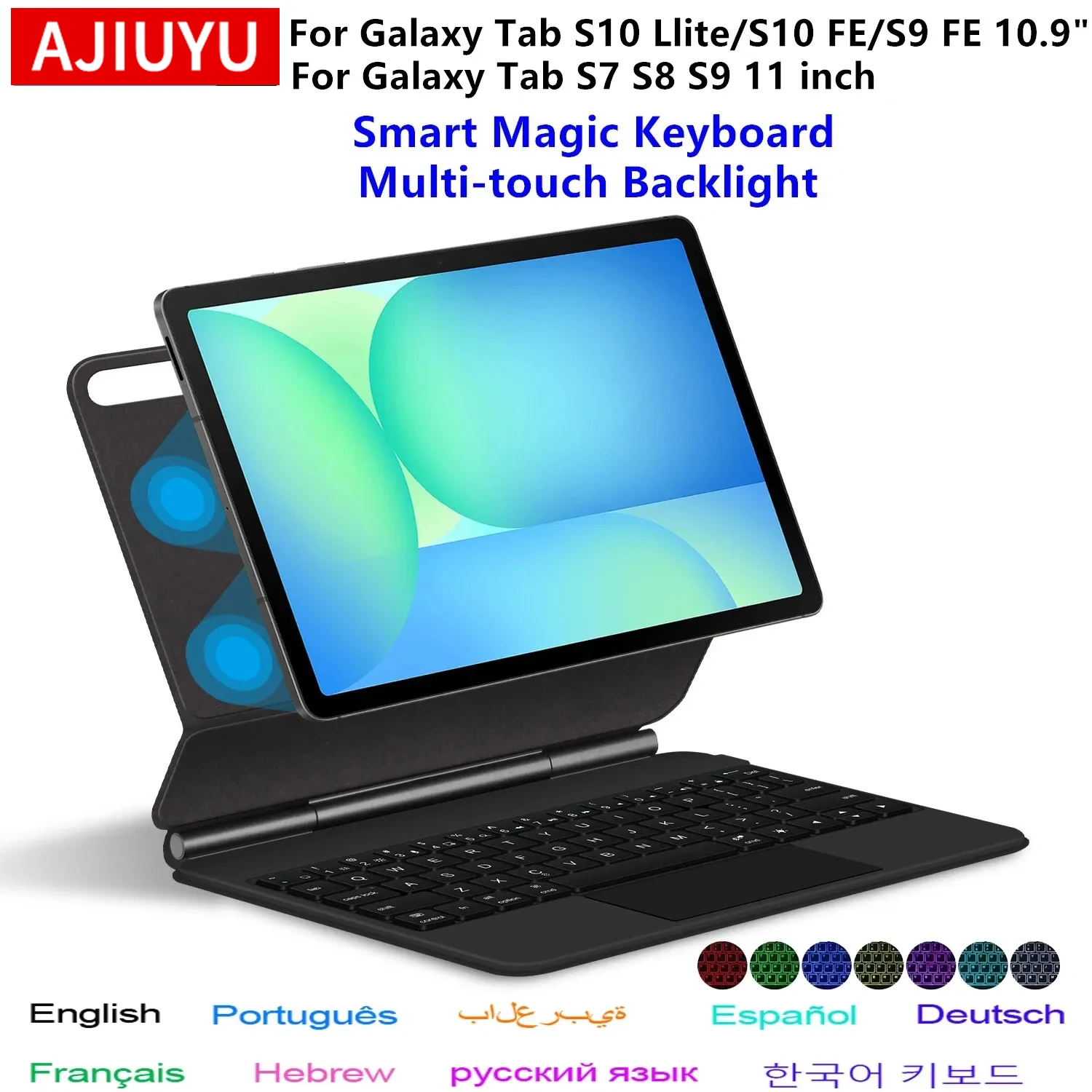 Clavier magique pour Samsung Galaxy Tab S10 FE 10.9 X520 X526, étui pour Tab S7 S8 S9 FE 11 pouces S10 Lite, couverture intelligente Folio multi-touch