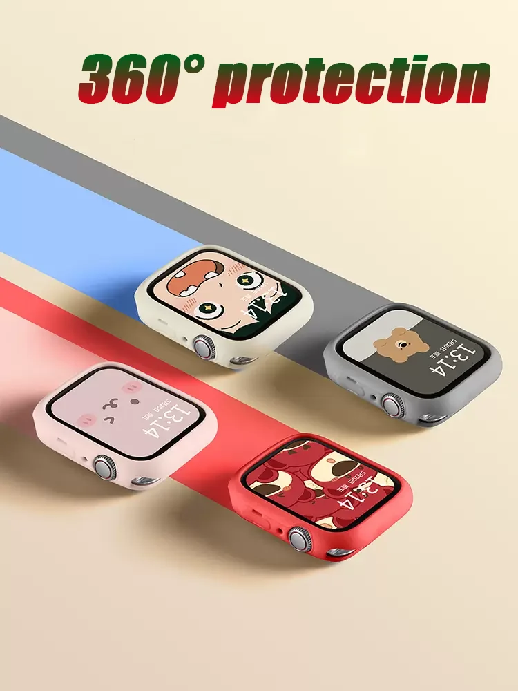 Coque en silicone pour Apple Watch, série 9 8 7 6/5/4/3/2/SE, housse de protection souple en TPU pour iWatch, 44MM 40MM 38MM 42MM 41MM 45MM