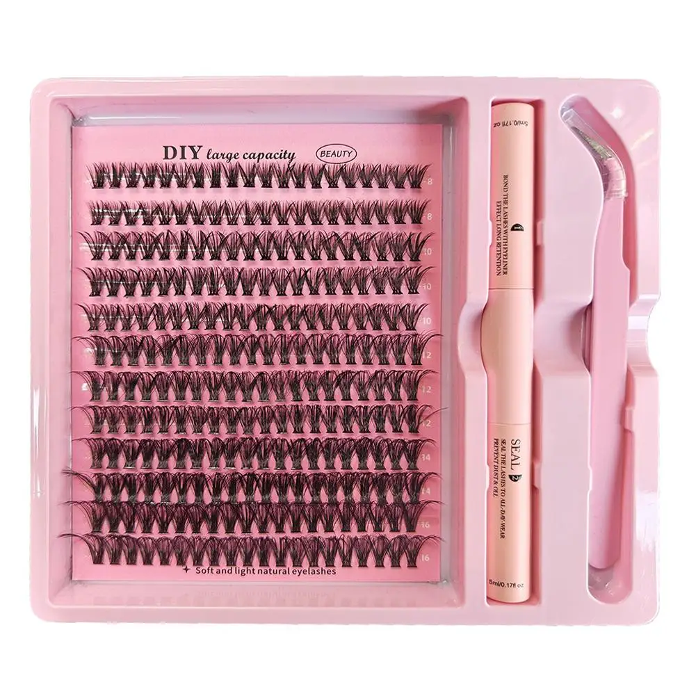 Diy kit de cílios postiços naturais fofos finos cílios individuais lash bond e selo e removedor cílios extensão