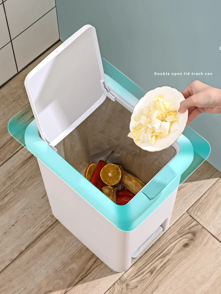 Large Capacity Pedal-Operated Trash Can Kitchen Clutter Storage Bucket Free 20 Garbage Bags Bedroom Study Toilet Paper Trash Bin