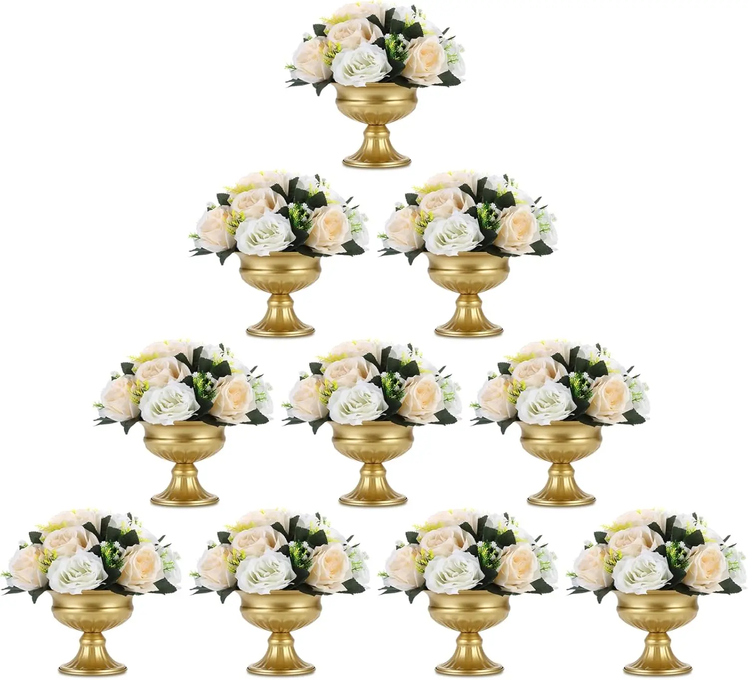 

Gold Vases for Table Centerpieces, Mini Metal Flower Vase Set of 10, Decorative Small Floral Bowl for Wedding Birthday Party