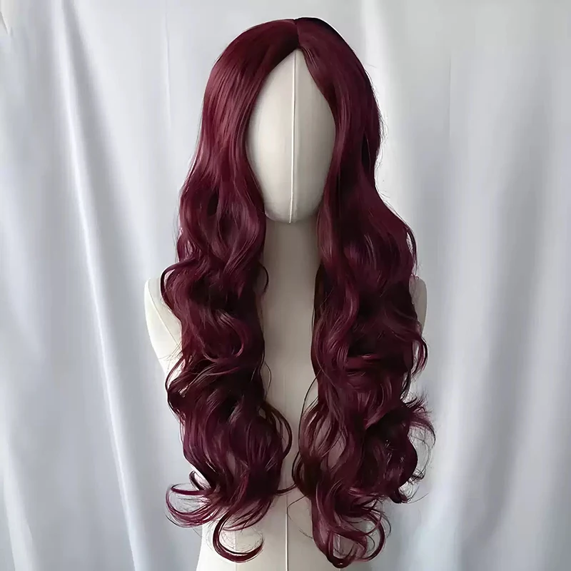 Mulher centro de separação longo cabelo encaracolado senhora festival música moda jogo fibra química peruca bola headwear onda grande cabelo encaracolado