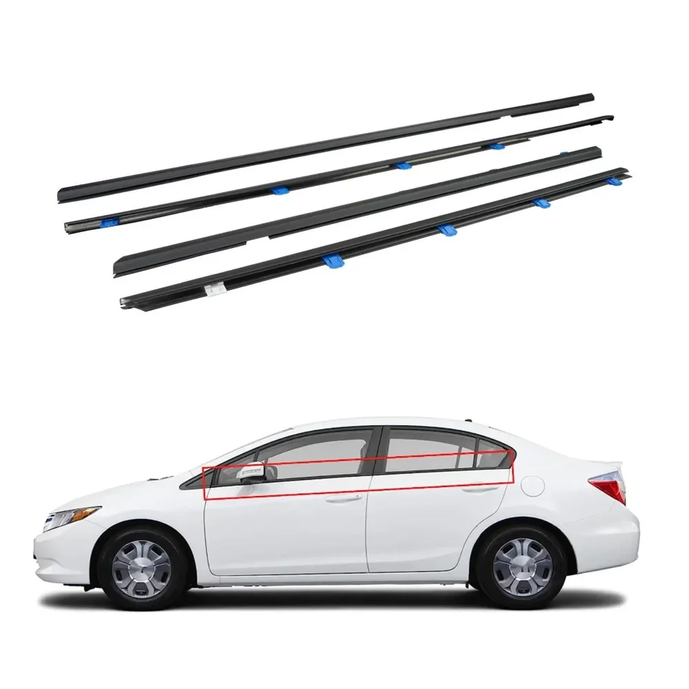 4 قطعة ويندوز المطاط السير الوقائي مقاوم للماء قطاع الضغط ختم حزام صب الكسوة لهوندا سيفيك 2012-2015 الأسود MW-1005 #6