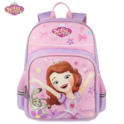 Children's disney sofia princesa mochila, menina do ensino fundamental personalizado fivela de escada, roxo infantil, grau 1-3