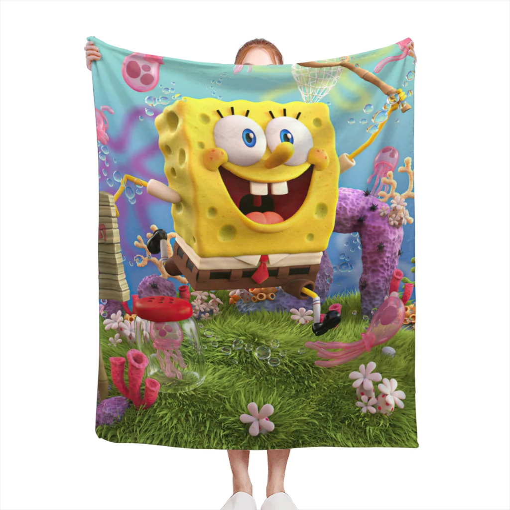 SpongeBob Blanket Sofa Bedroom Bed Home Office Nap Blanket Car Travel Picnic Blankets Gift