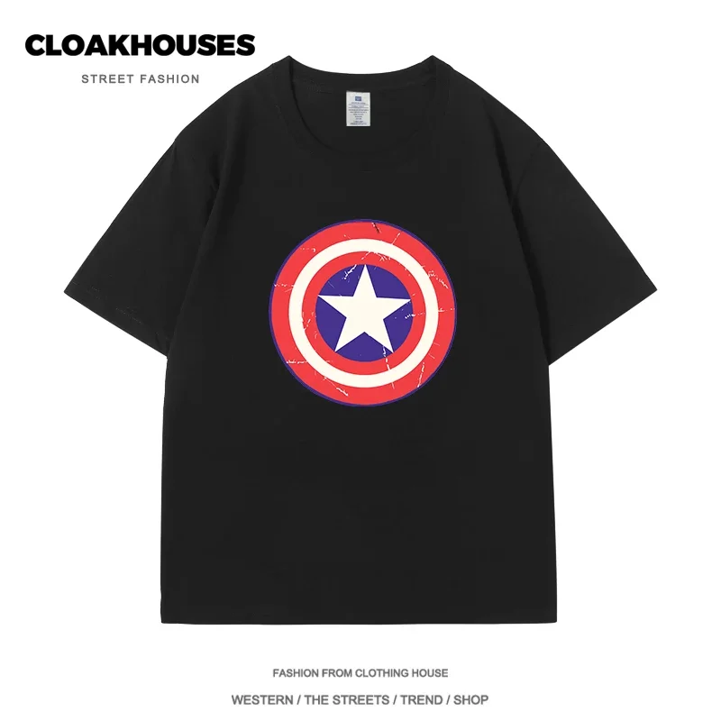 

2025 Captain America 4 Movie Marvel Brave New World Peripheral T-Shirt Men's Parent-Child Clothing Cotton Short Sleeve Clothes