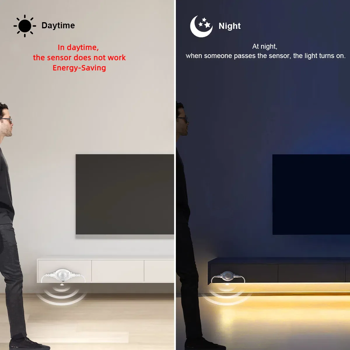 Sensitive PIR Motion Sensor LED Strip Light USB 5V Powered Waterproof DIY Cuttable Tape Delay Time Adjustable For Night Lighting