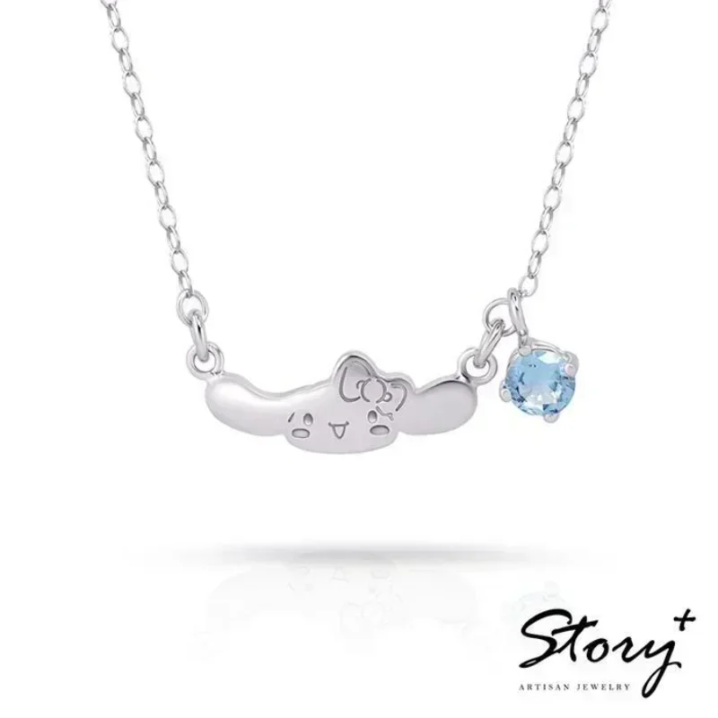 Sanrio series JewelrySanrio Jewelry Cinnamoroll Hellokitty Birthstones Sterling Silver Necklace Kawaii Sanrio Accessories