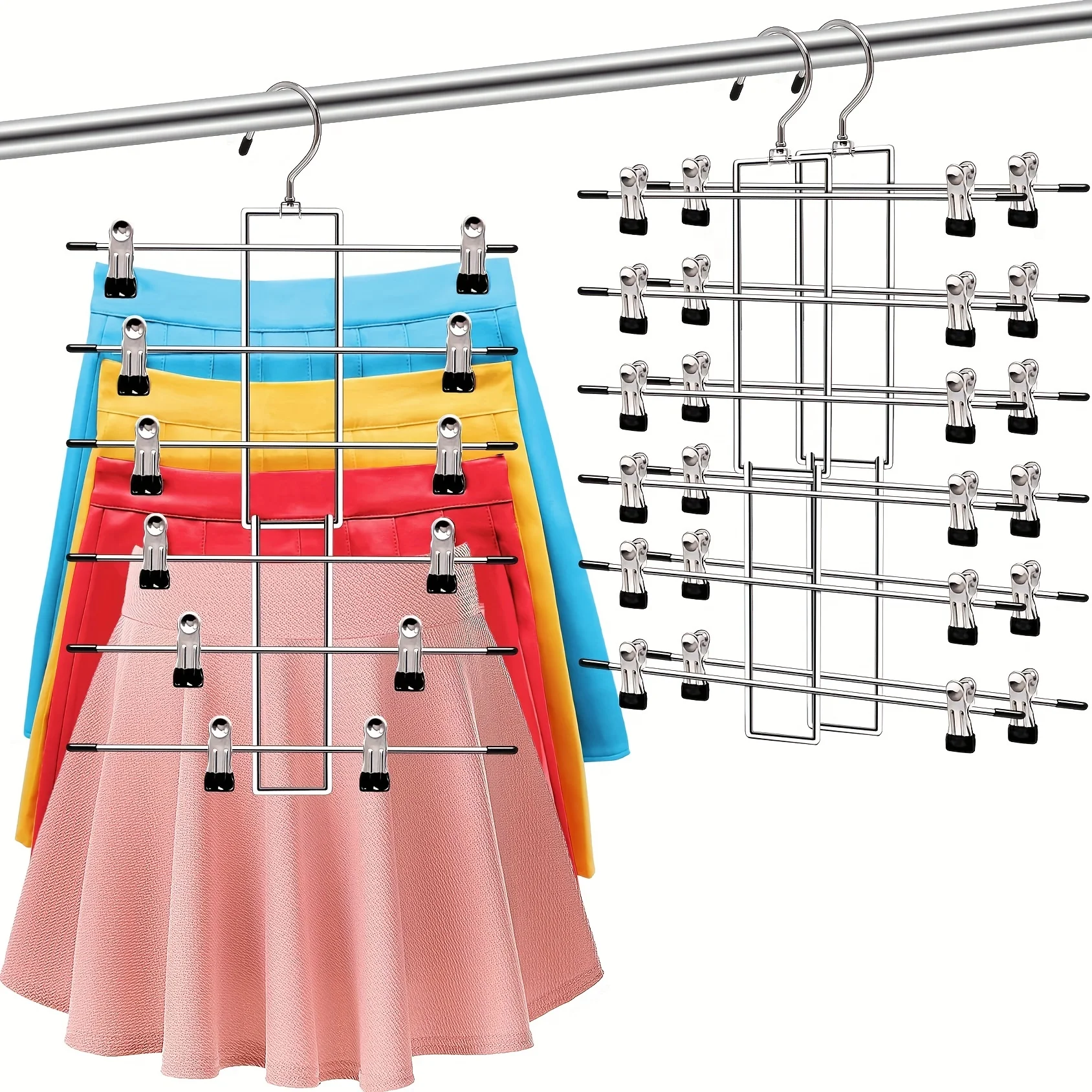 Non-slip Metal Pants Hangers With , Durable Clothes Racks For Ties, Pants, Scarves, Camisoles, Household Space Saving Organizer