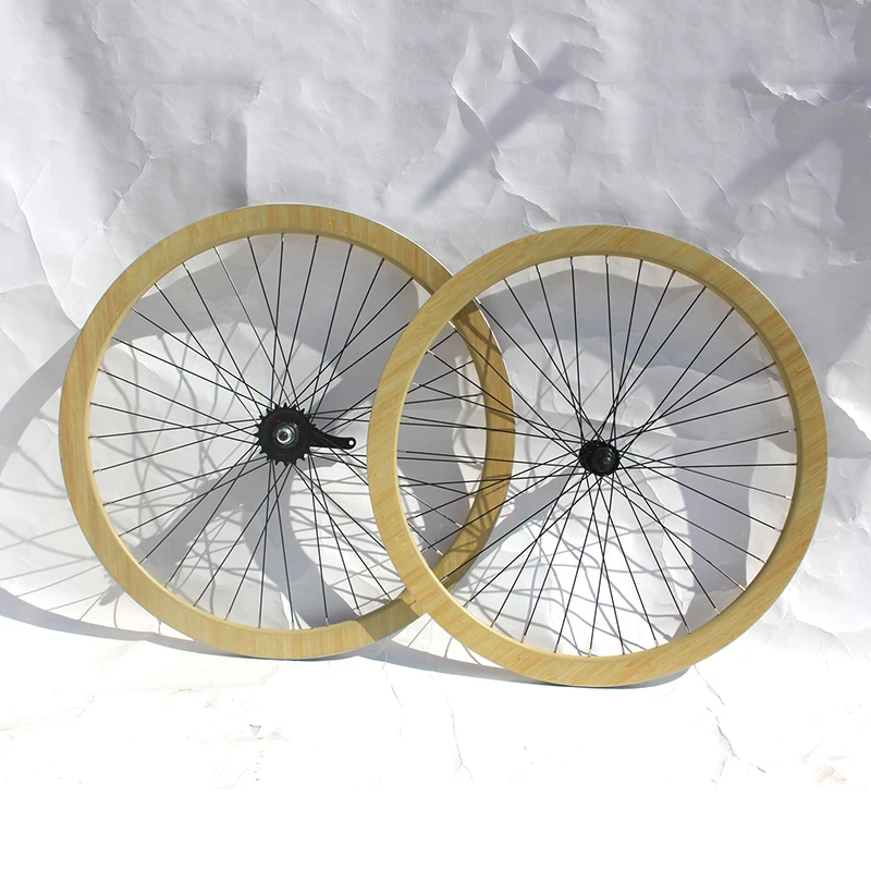 Naturefly  Clincher Bamboo Road Wheel Bicycle Wheelset 700C Cycle Bike Rims Track Racing