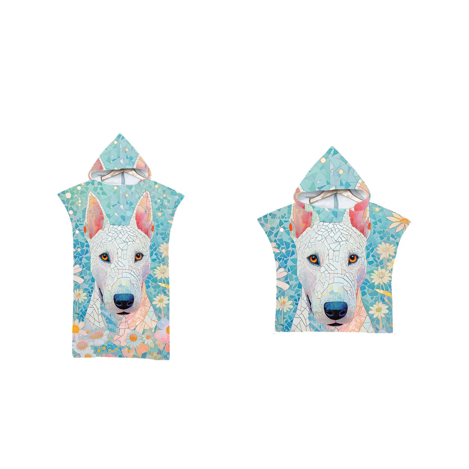 Bull Terrier Dog Stars Dopamine Color Hooded Towel Poncho Pool Swim Beach Changing Robe,Drop Shipping,Wholesale,Holiday Gift