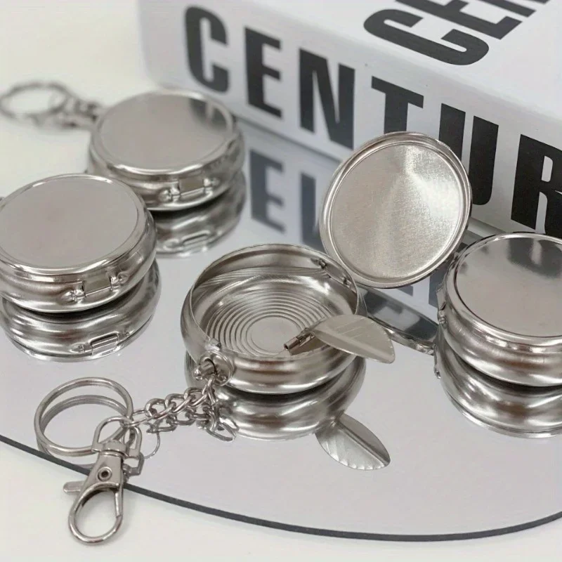 Stainless Steel Portable Mini Ashtray with Key Chain and Cigarette Pocket Ashtray/Vehicle Cigarette Ashtray