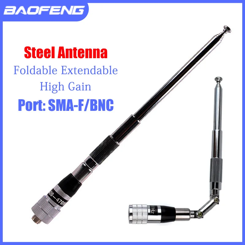 2023 Walkie Talkie Foldable Extendable Stainless Steel Antenna SMA-F/BNC 118-136 MHZ High Gain Antennas Two Way Radios Accessory