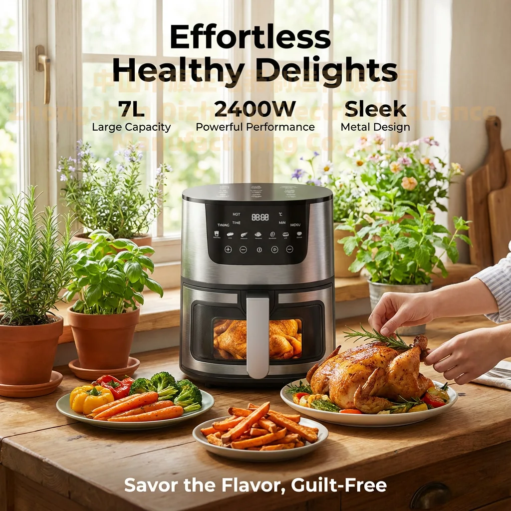 

Cross-border customized new household air fryer large-capacity multi-function automatic visual electric fryer