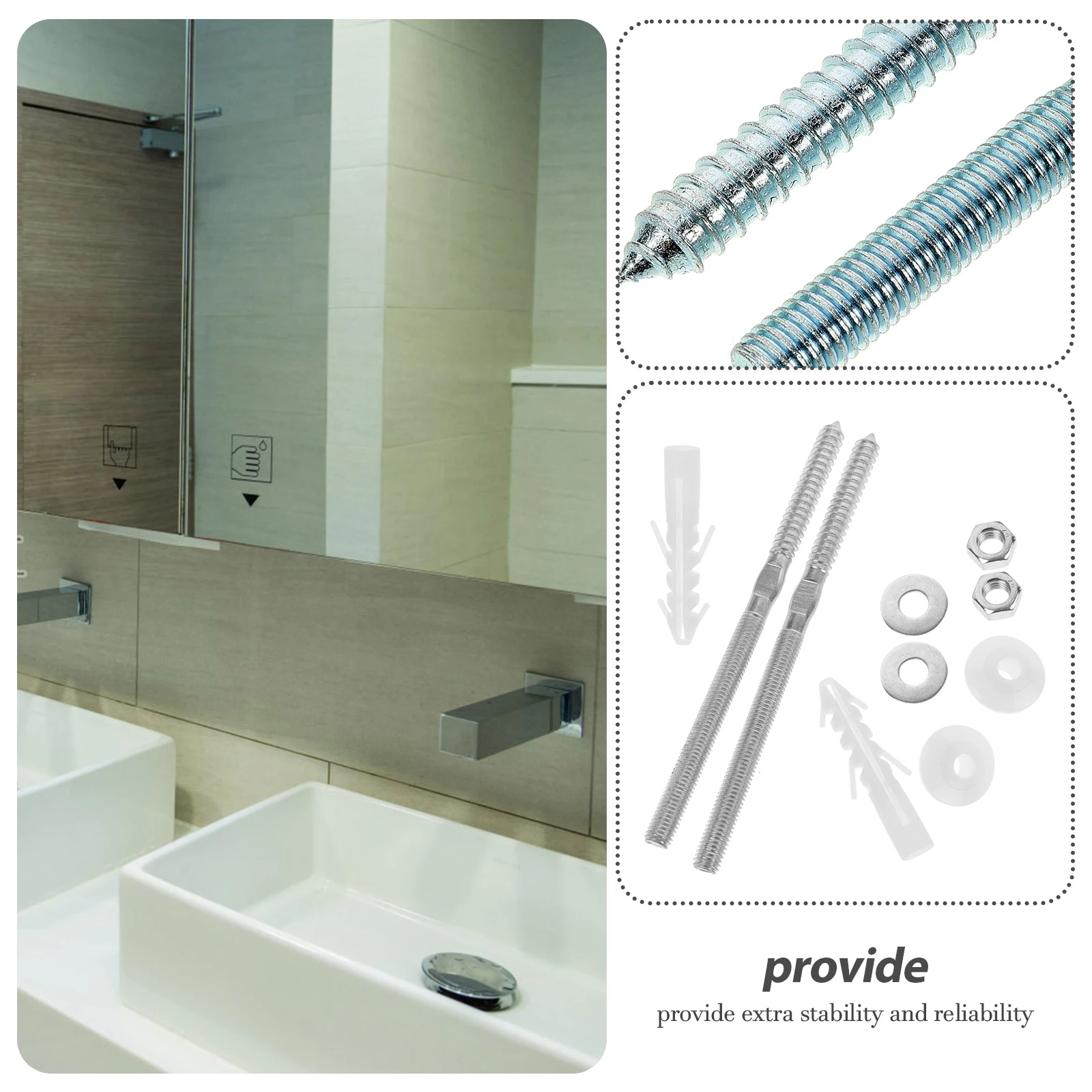 

Extended Expansion Screw Kit Basin Fixing Set Fastening Bolt Washer Seal Replacement For Kitchen Sink Drainage Durable Stable