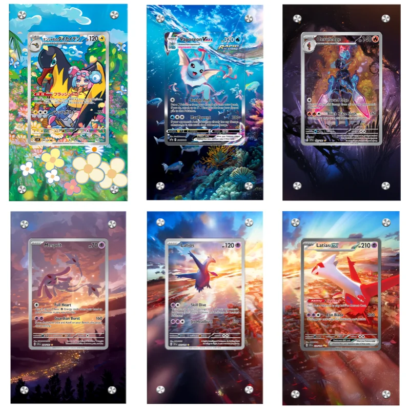 Pokemon Cards Brick PTCG Latios Vaporeon Ceruledge Iono Mesprit Mew SV9 Self Made Anime Game Expand Art Acrylic Protective Case