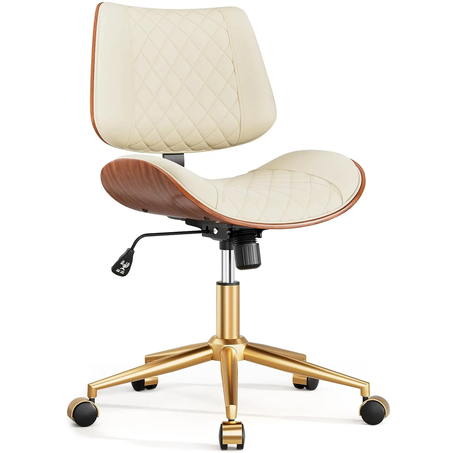 Home Office Desk Chair with Swivel Wheels, Modern PU Leather Armless Office Chair, Small Mid Back Computer Chair, Customized