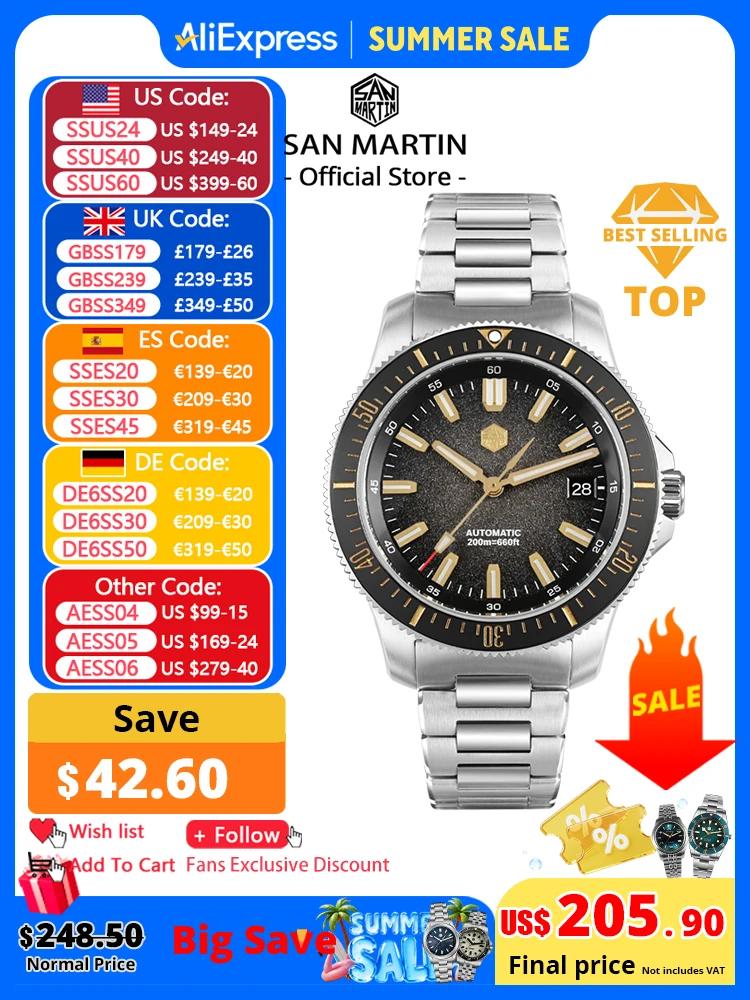 San Martin 2025 New Upgraded Version 40mm Dive Watch Men Original Design NH35 Automatic Mechanical Waterproof 200m SN0118