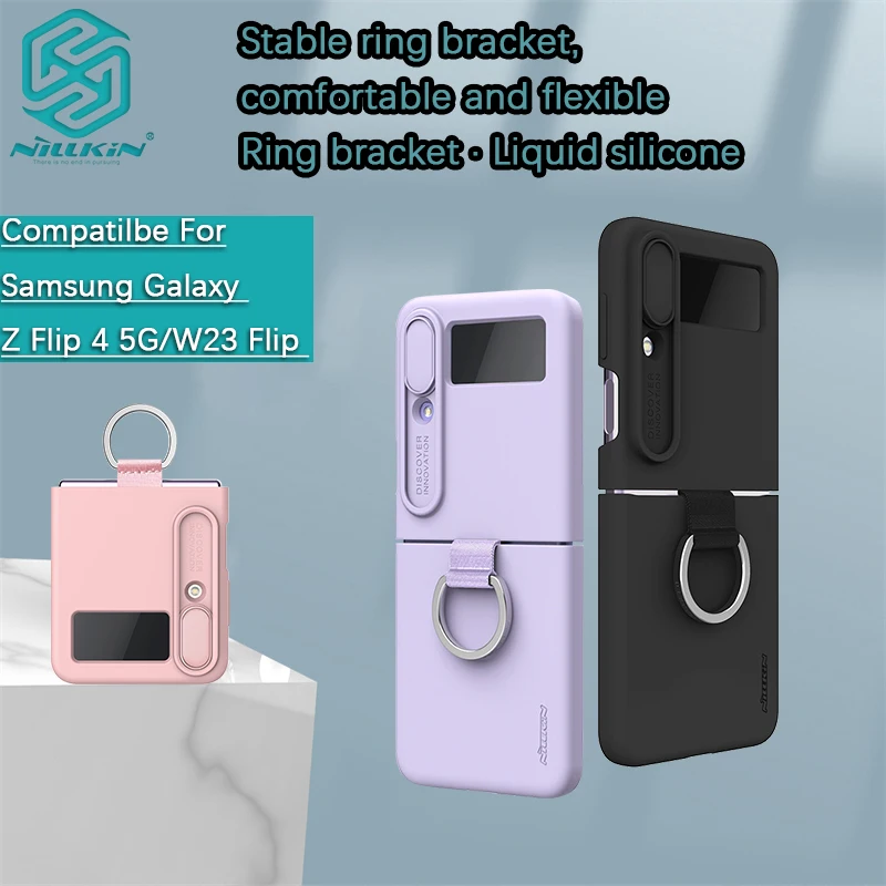 

for samsung Galaxy Z Flip 4/W23 Flip Nillkin CamShield Silky silicone case Lens slide phone case liquid silicone protective case