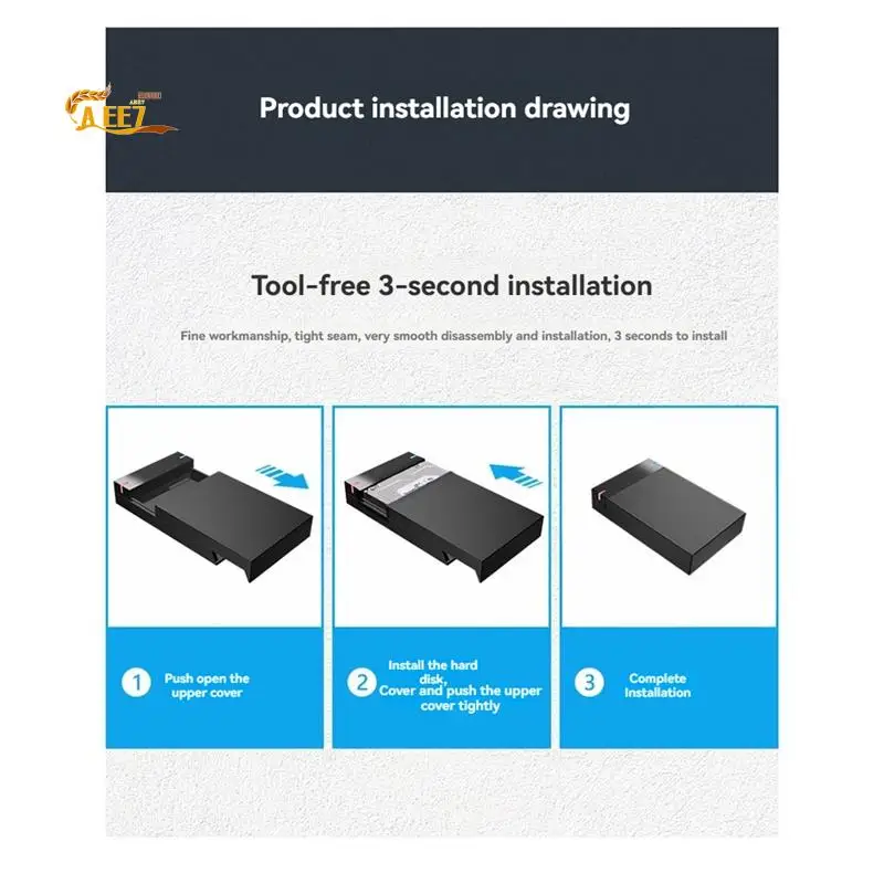 AEE7-3.5 Inch SATA To USB 3.0 HDD Case - External Hard Drive Enclosure, Data Transfer,HDD Box For PC And Laptop