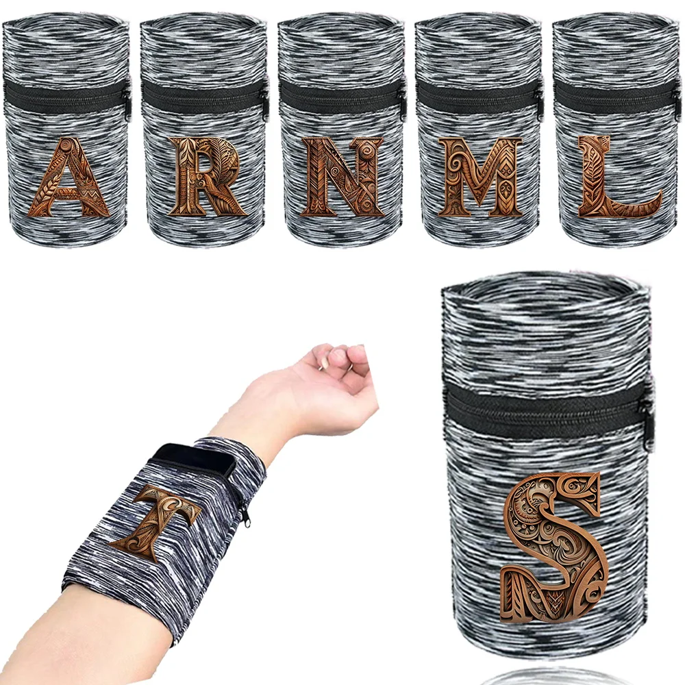 Sports Wristband Bags Wrist Protector Running Sport Safety Grey Series Support Brace Wrap Wristband Wood Art Style Wrist Bag