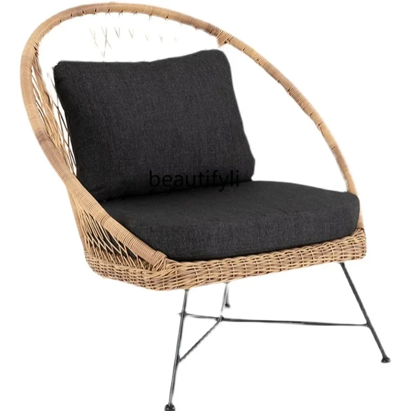 

HOutdoor rattan chair three-piece balcony small sofa living room outdoor courtyard inn leisure creative rattan weaving