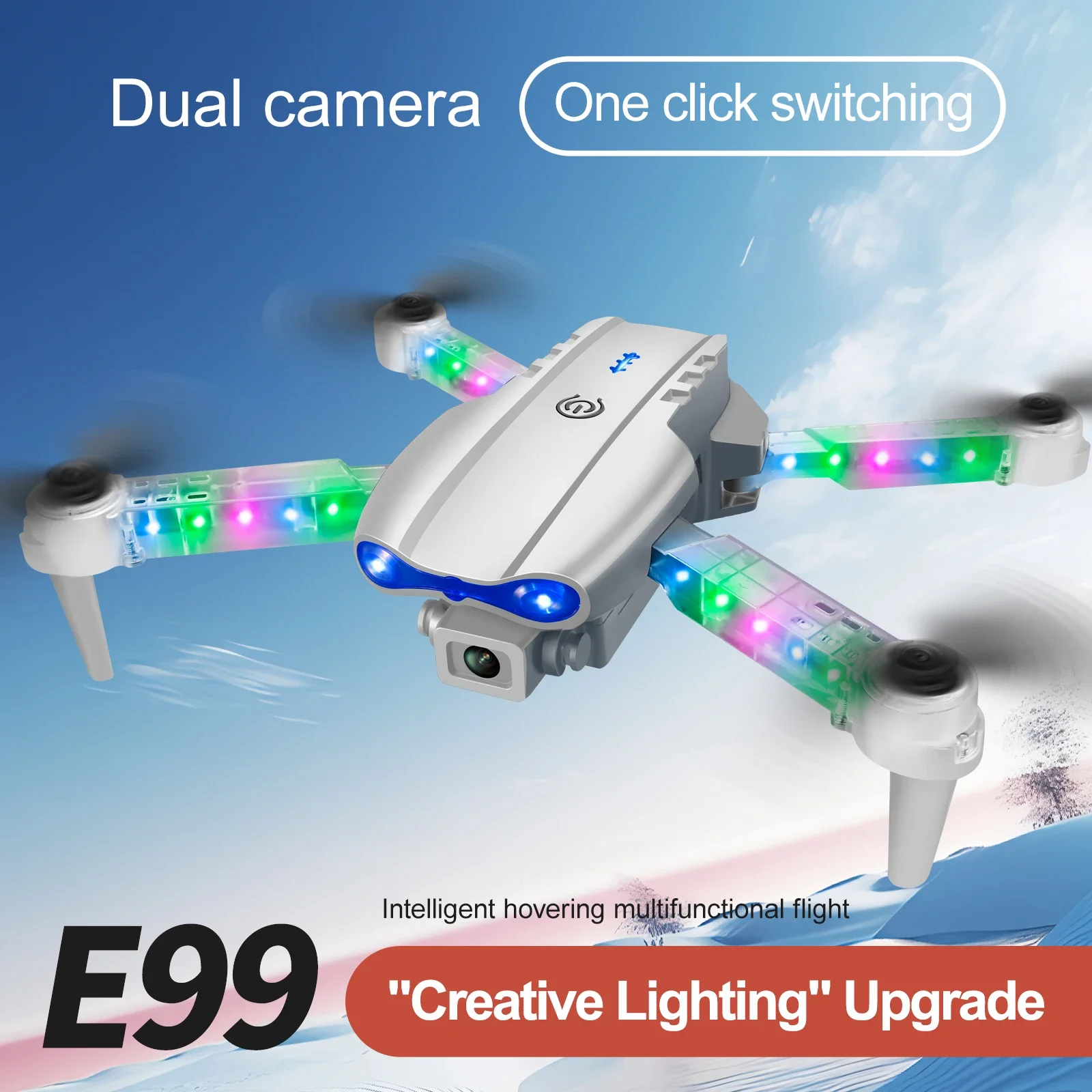 2024 E88D E99D RC Drone 4K Professinal Colorful Light With 1080P Wide Angle HD Camera WIFI FPV Quadcopter Height Hold Gift Toy