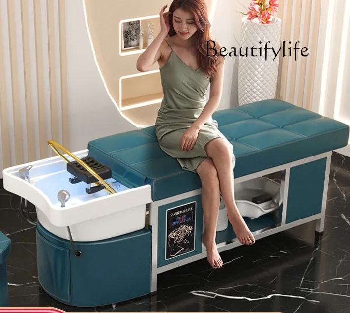 Ceramic Basin Shampoo Chair High-End Barber Shop Water Circulation Fumigation Shampoo Beauty Salon Bed