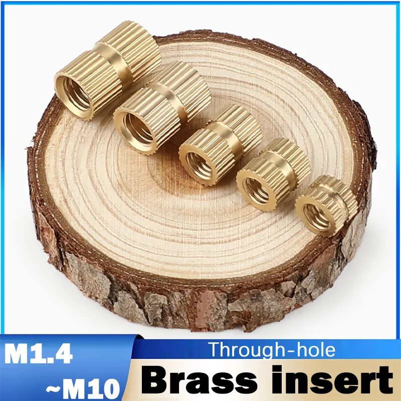 5~50pcs Brass Insert Nut M1.4 M1.6 M2 M2.5 M3m4m5m6m8 M10 Knurled Insert Nut Injection Molding Through-hole For 3d Printer Parts