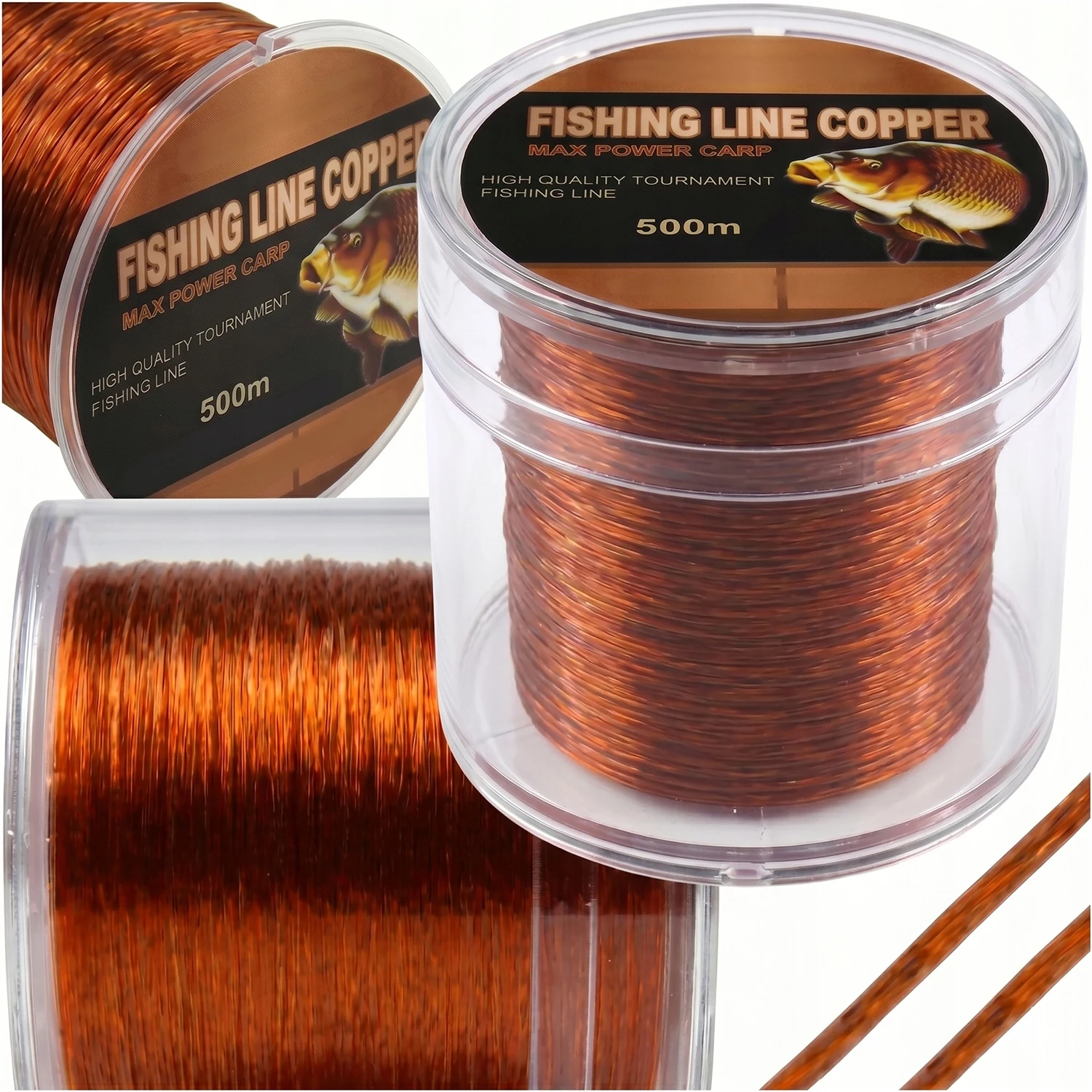 Fil de pêche en cuivre 500m 0.25mm 13kg de résistance, monofilament coulant pour feeder et flottant, faible mémoire de forme, résistant à l'abrasion, ligne de fond camouflage, ligne de pêche pour carpe, amur, brème, tench, rocheuse, ligne de match pour la pêche au feeder, kit de pêche en eau douce.