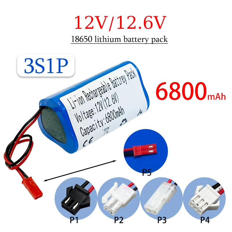 

12V 3S1P rechargeable battery pack12.6V/12V 6800mAh18650 lithium-ion battery with 5A BMS UPS backup power supply for camera CCTV