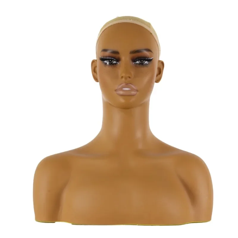 Realistic Female Manikin Heads European and American Mannequin Head Bust with Shoulder for Wigs Jewelry Hats Display