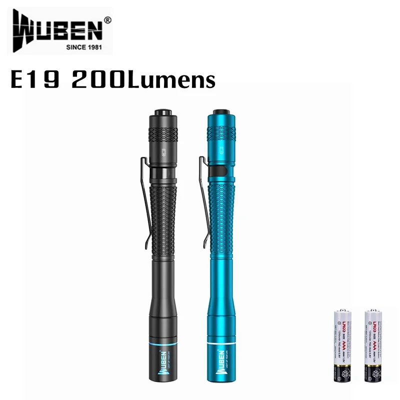 

WUBEN E19 LED Pen Flashlight High CRI 200Lumen 4 Light Modes Waterproof Penlight Military Grade Medical Mini Torch with Battery